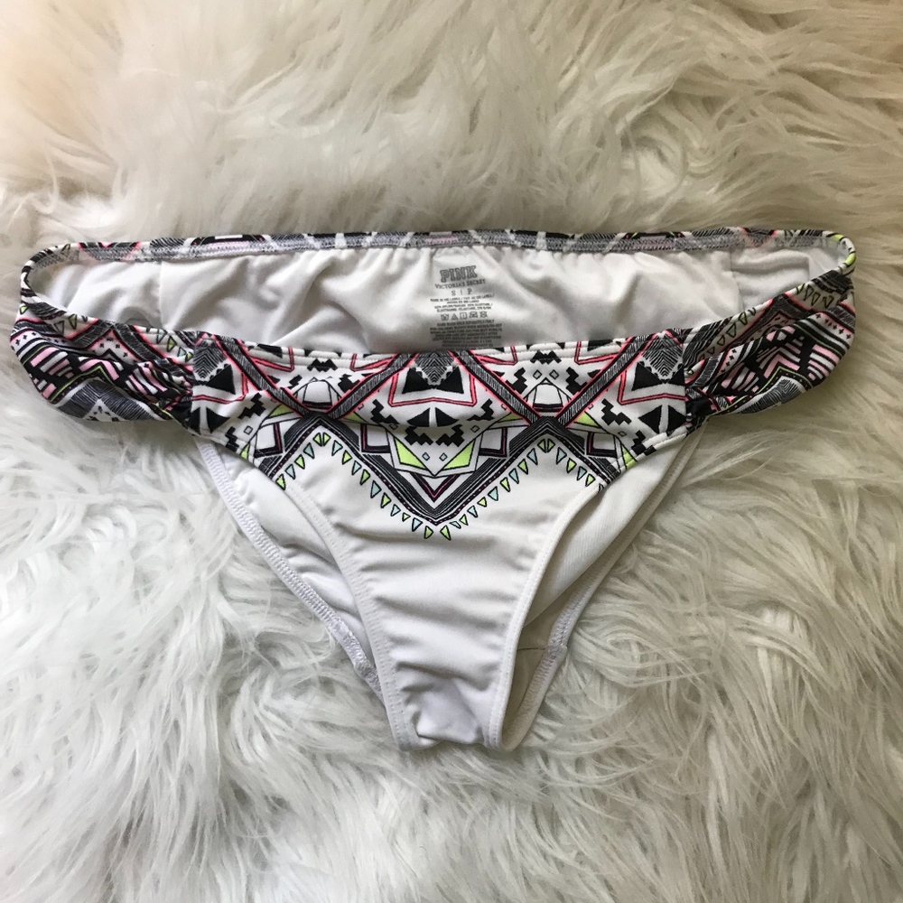 VS PINK White Aztec Print Bikini Bottom